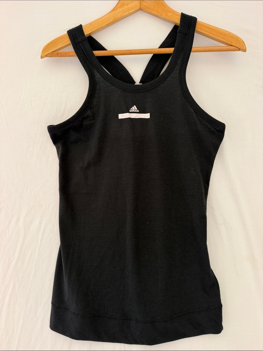 adidas Stella McCartney Black Crossback Tank Top with Subtle Logo